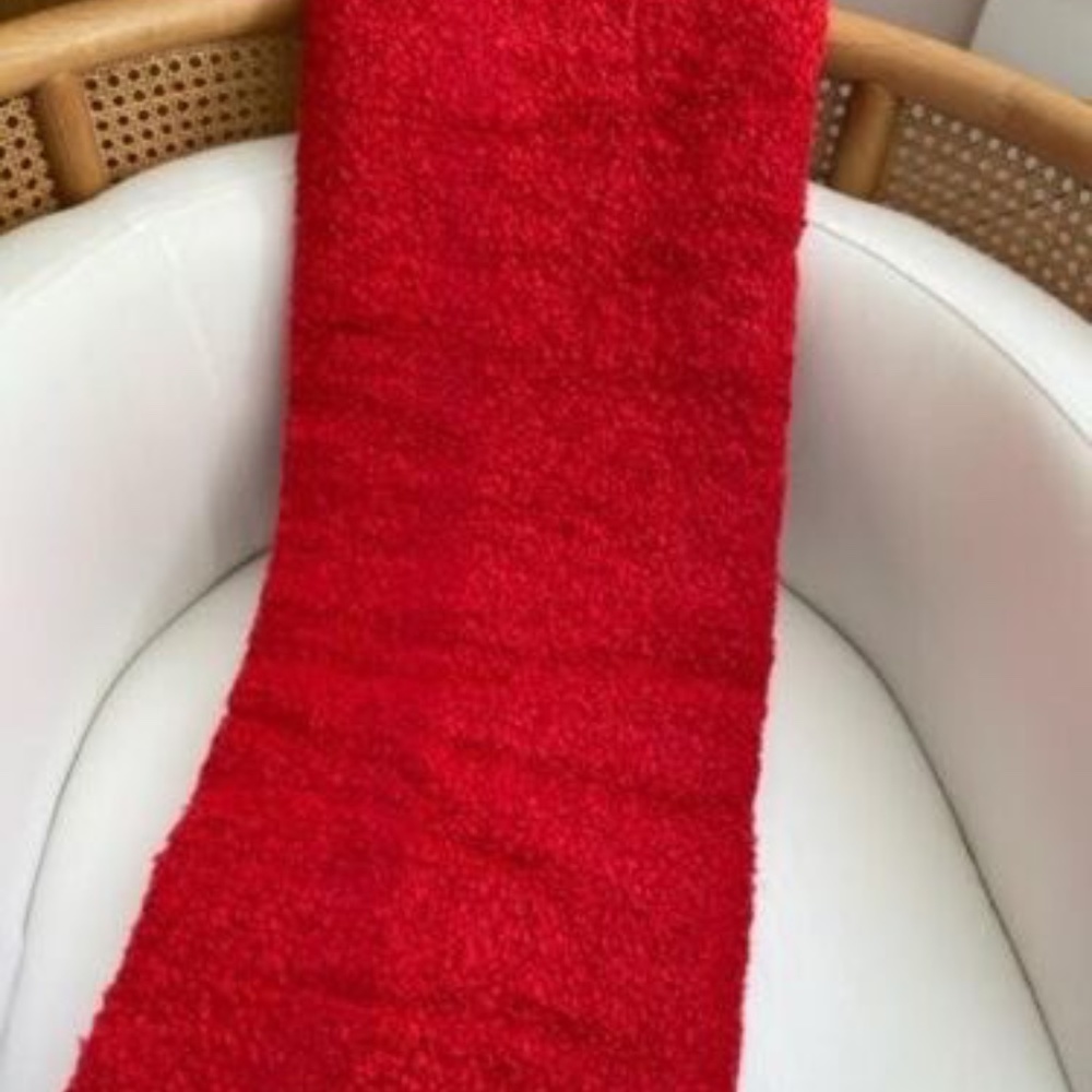Crate and Barrel RED BOUCLE THROW- Year 'Round and Holiday! NWOT